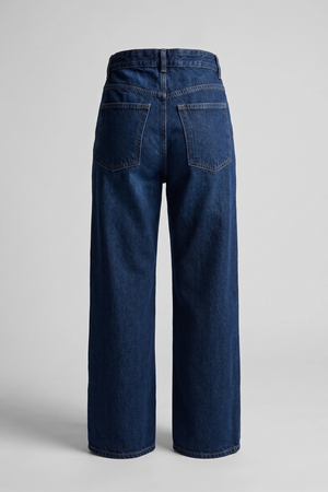Women's Dark Blue High Rise Wide Leg Jeans