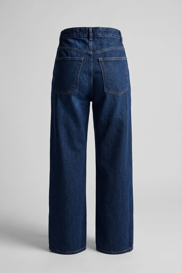 Women's Dark Blue High Rise Wide Leg Jeans