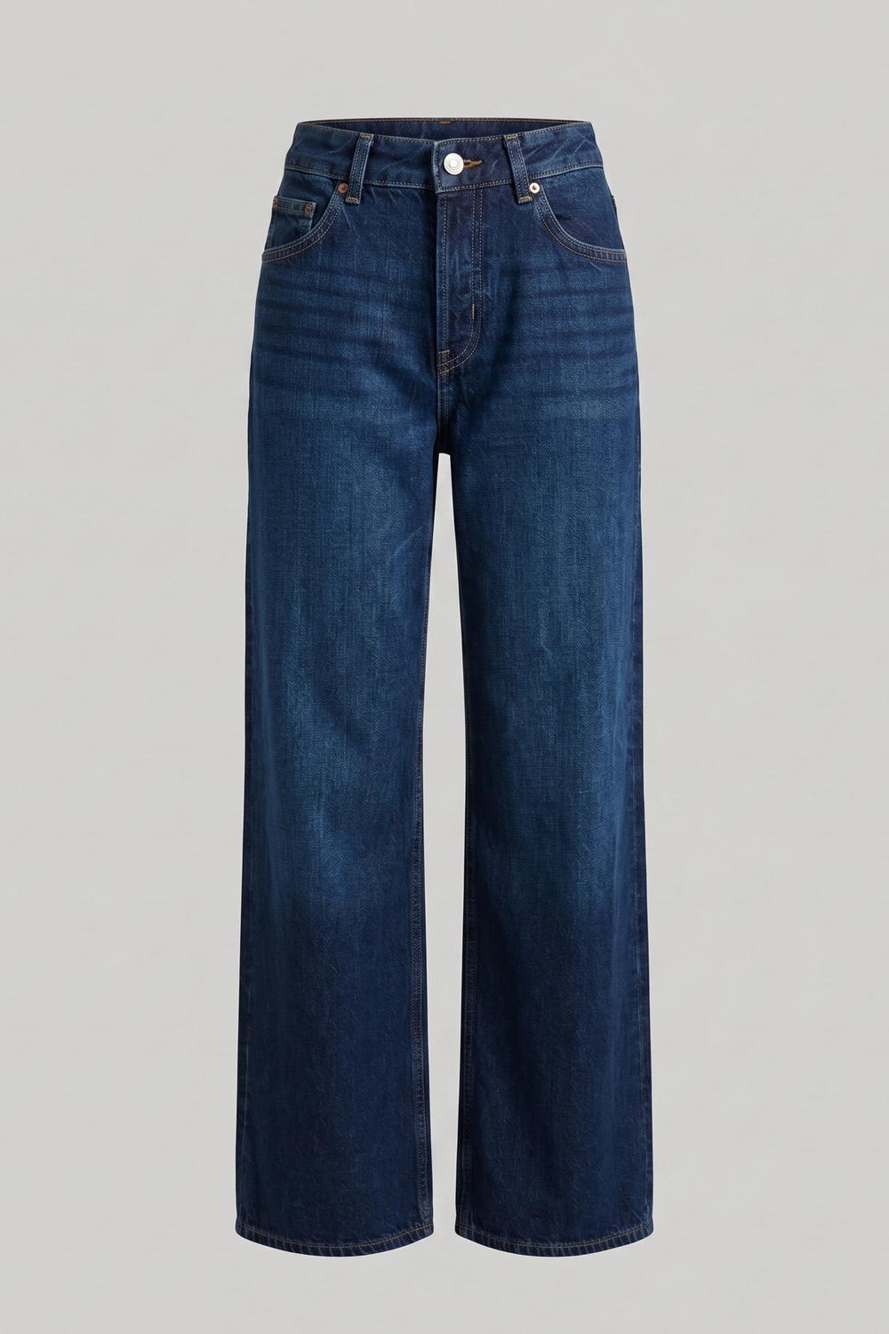 Women's Dark Blue High Rise Wide Leg Jeans