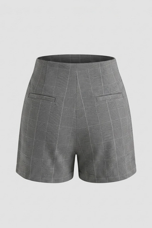 Women's Gray Checkered High Rise Tie Front Skort