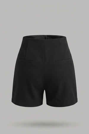 Women's Black High Rise Tie Front Skort - Ring Detail