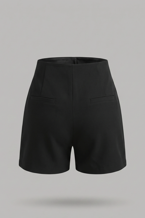 Women's Black High Rise Tie Front Skort - Ring Detail