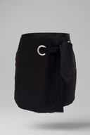 Women's Black High Rise Tie Front Skort - Ring Detail