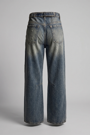 Women's Ash Blue High Waist Wide Leg Jeans - Back Belt