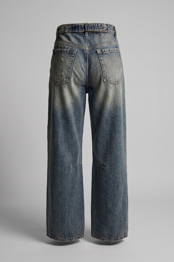 Women's Ash Blue High Waist Wide Leg Jeans - Back Belt