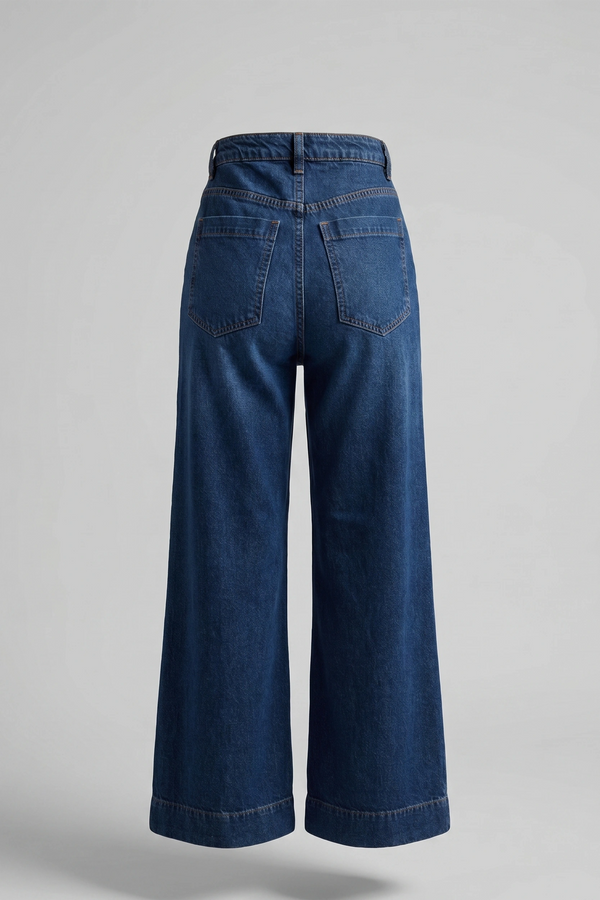 High Rise Wide Leg Denim Pants for Women