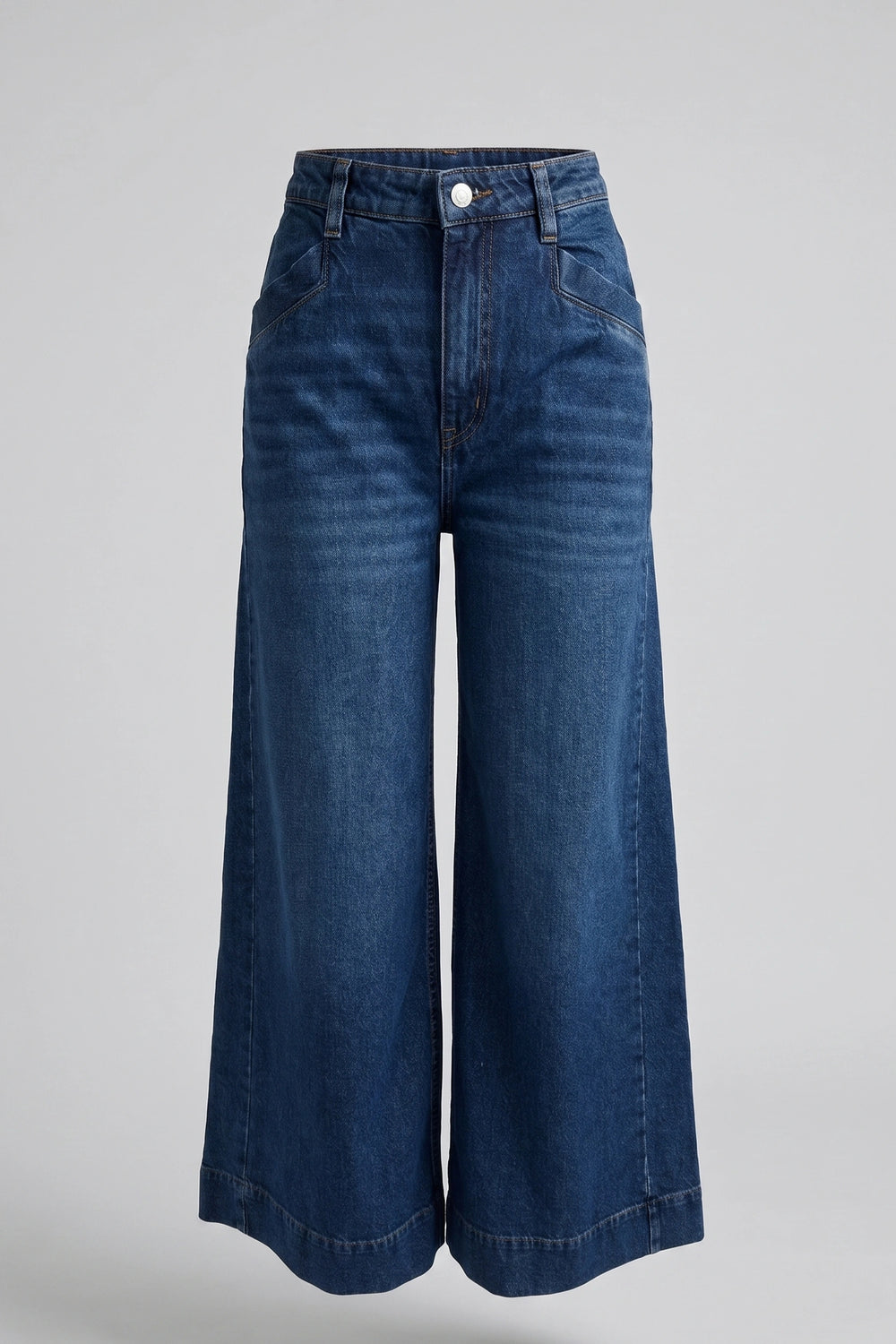 High Rise Wide Leg Denim Pants for Women