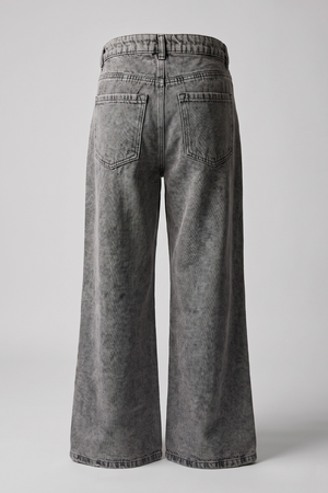 Women's Gray Wide Leg High Waist Denim Pants