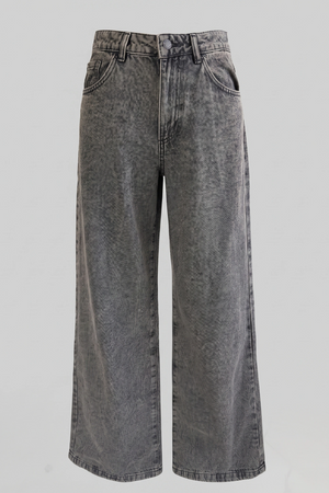 Women's Gray Wide Leg High Waist Denim Pants