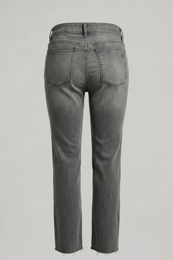 Women’s Straight Cut Mid Rise Jeans – Raw Hem Denim