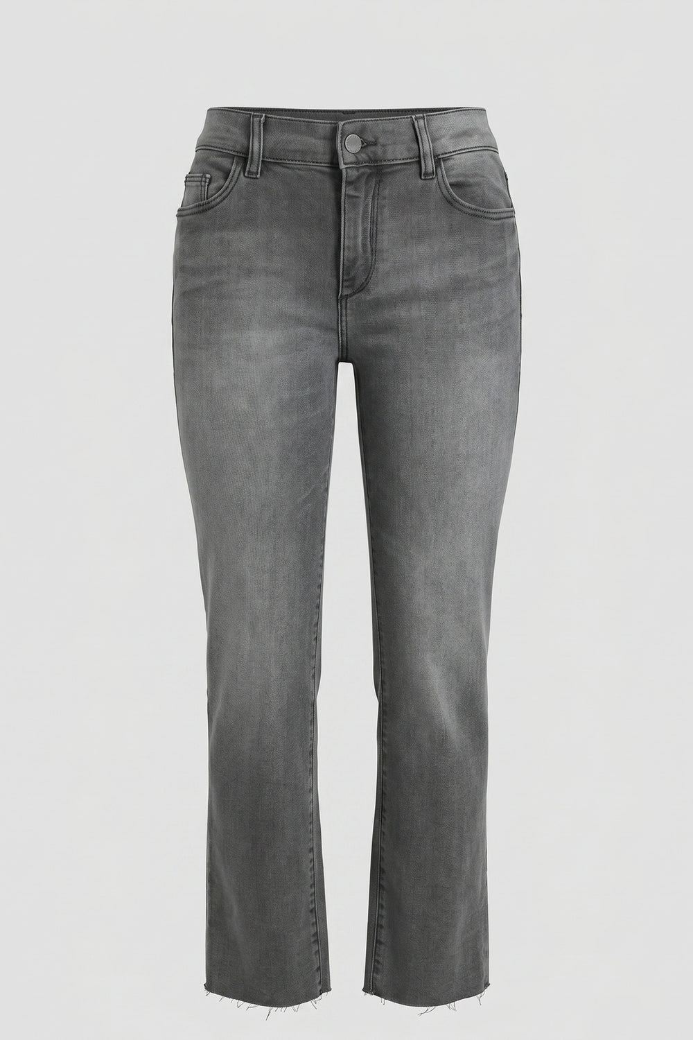 Women’s Straight Cut Mid Rise Jeans – Raw Hem Denim