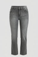 Women’s Straight Cut Mid Rise Jeans – Raw Hem Denim