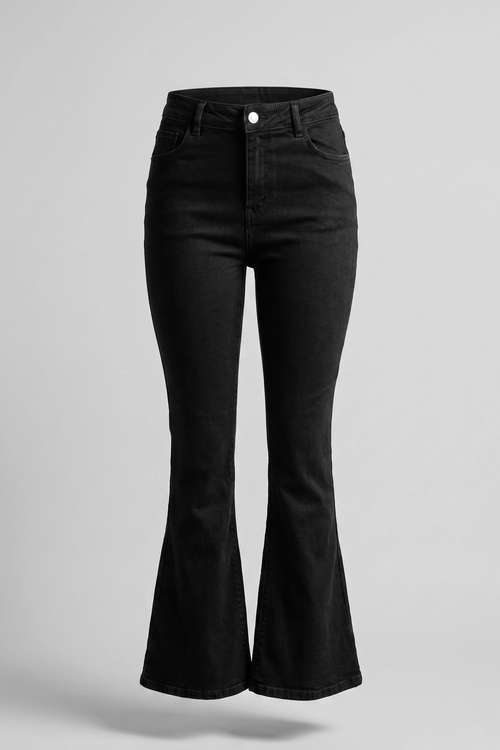 Women's Black High Waist Bootcut Denim Pants