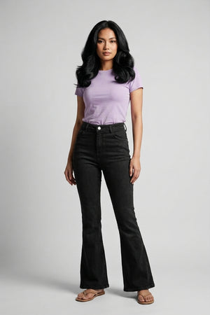 Women's Black High Waist Bootcut Denim Pants