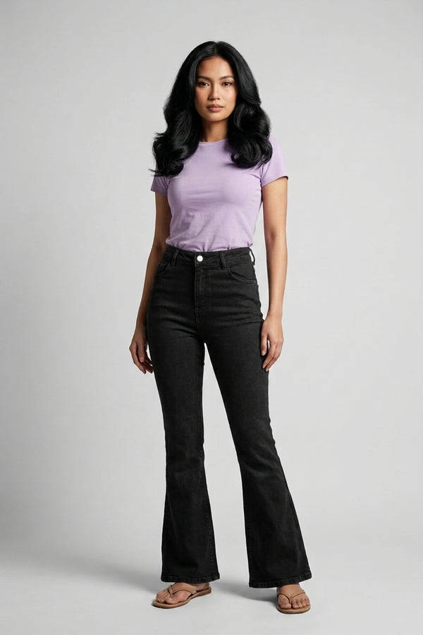 Women's Black High Waist Bootcut Denim Pants