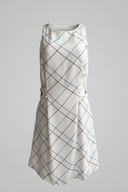 Women's White Checked Sleeveless Georgette Mini Dress