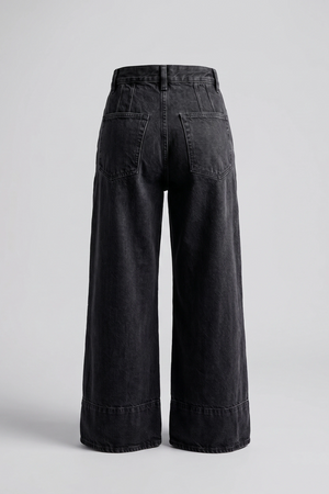 Women's Black High Rise Wide Leg Denim Pants