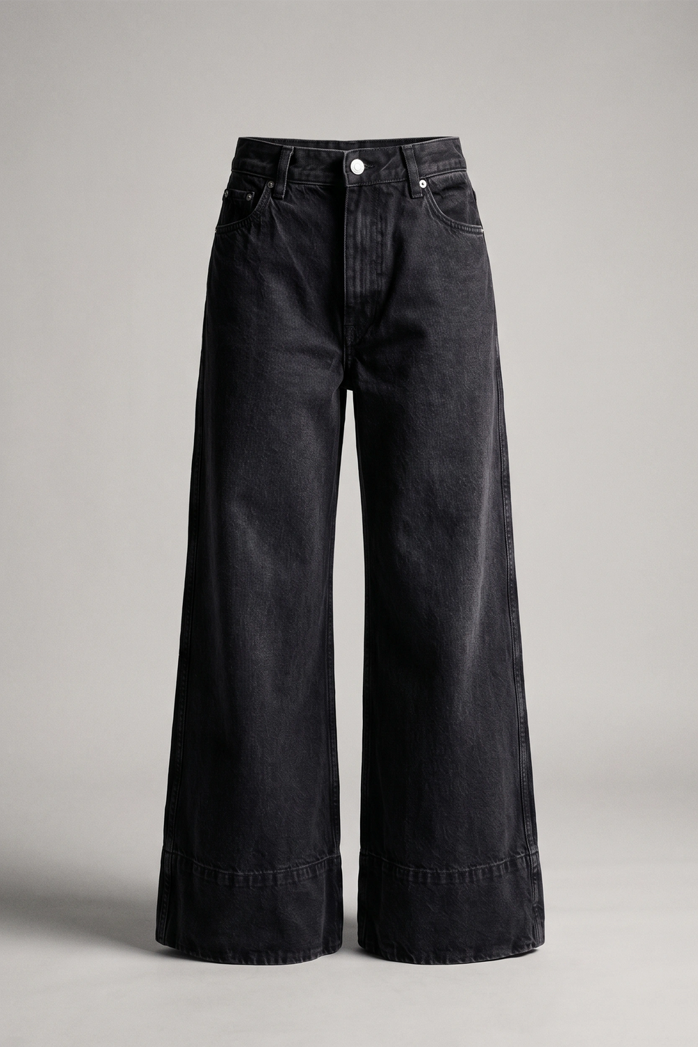 Women's Black High Rise Wide Leg Denim Pants
