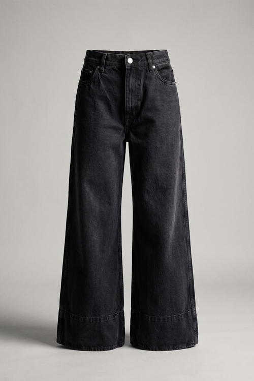 Women's Black High Rise Wide Leg Denim Pants