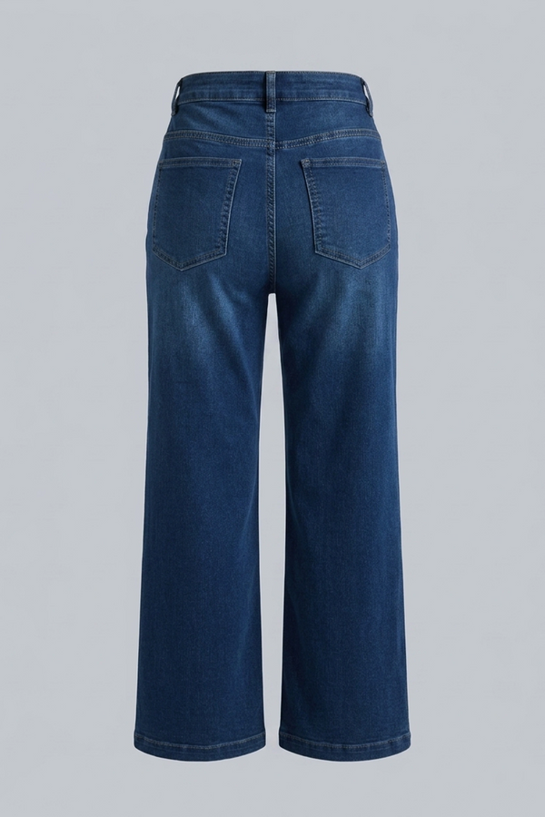 Women's Blue Stretchable Wide Leg High Waist Jeans