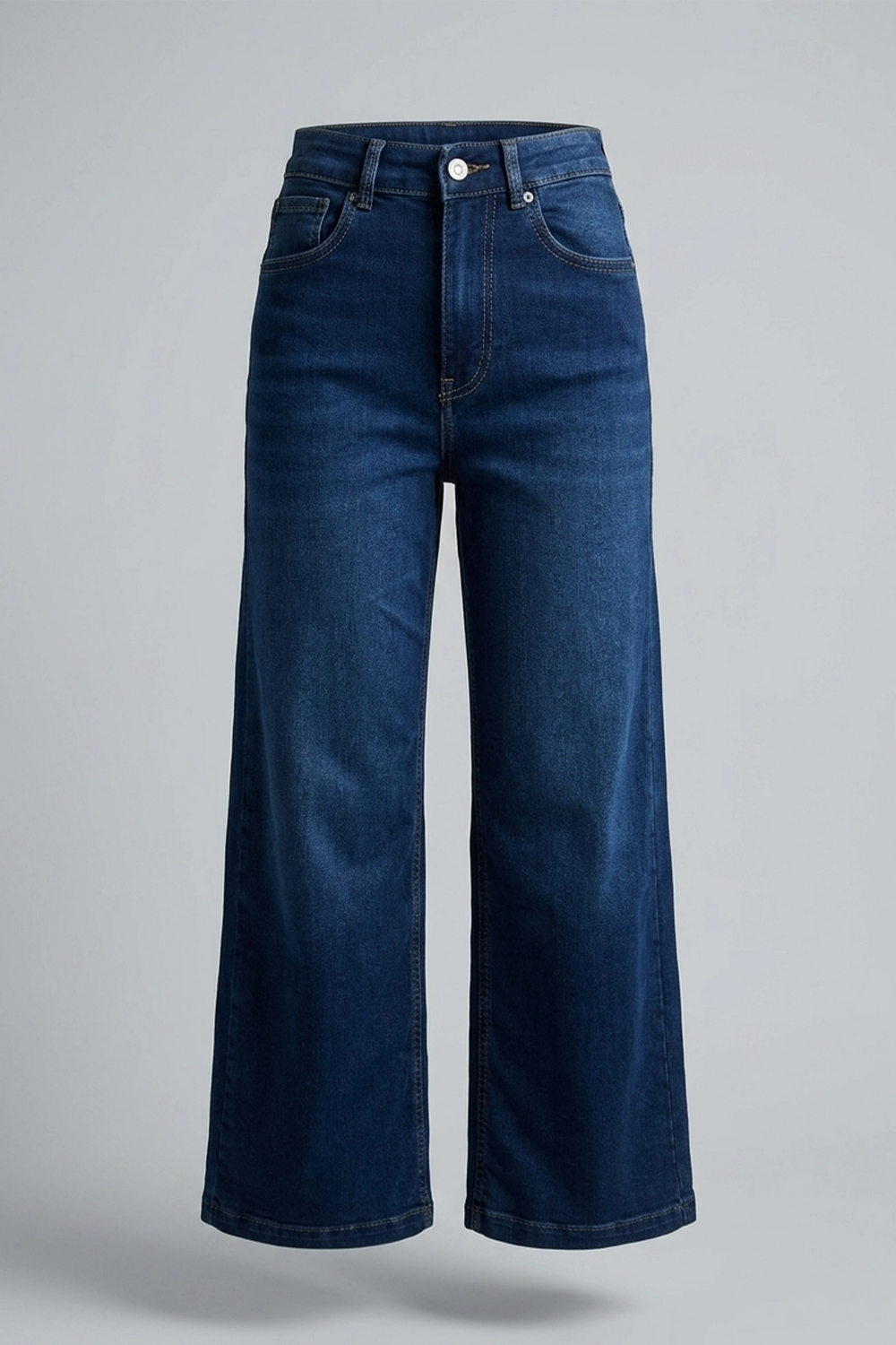 Women's Blue Stretchable Wide Leg High Waist Jeans