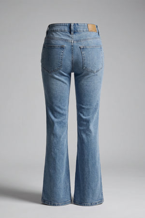 Women's Light Blue Low Waist Boot Cut Jeans - 2 Button