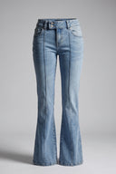 Women's Light Blue Low Waist Boot Cut Jeans - 2 Button