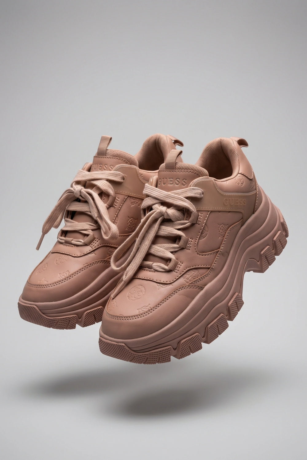 Women's Brown Chunky Platform Sneakers - Lace Up Style