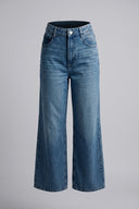 Women's Wide Leg High Waist Jeans Decorative Back Pocket