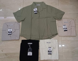 Oversize Short Sleeve Linen Polo Shirt