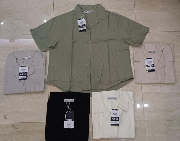 Oversize Short Sleeve Linen Polo Shirt