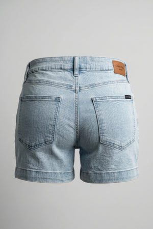Women's Light Blue Stretchable Mid Rise Denim Shorts