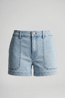 Women's Light Blue Stretchable Mid Rise Denim Shorts