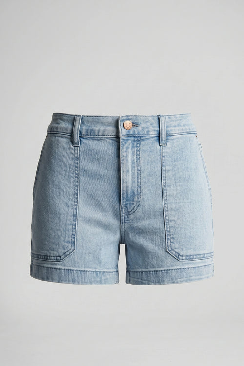 Women's Light Blue Stretchable Mid Rise Denim Shorts