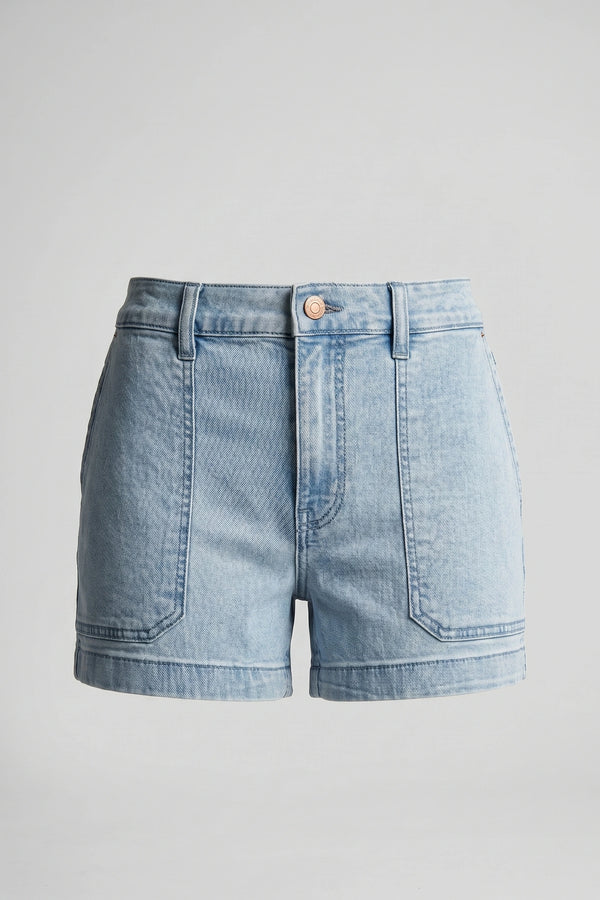 Women's Light Blue Stretchable Mid Rise Denim Shorts