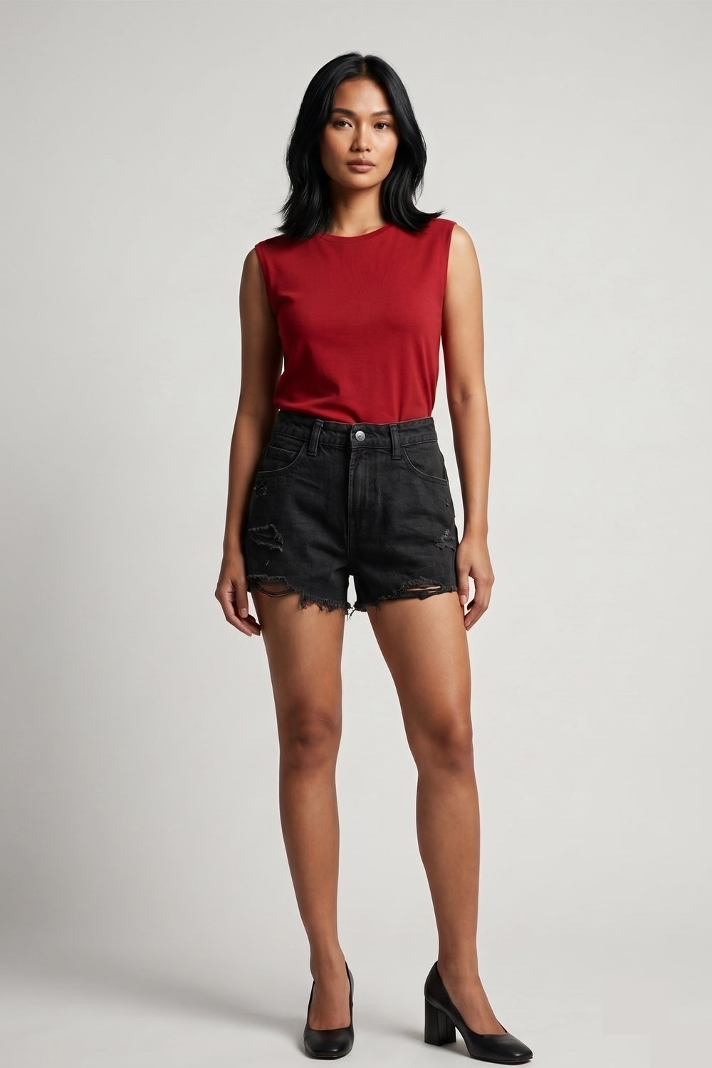 Women’s High Rise Ripped Denim Shorts