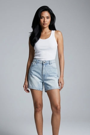 Women's Pure Denim High Waist Shorts Light Blue