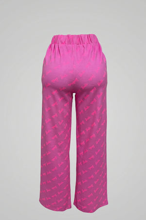 Women's Pink Wide Leg Jogger Pants High Waist