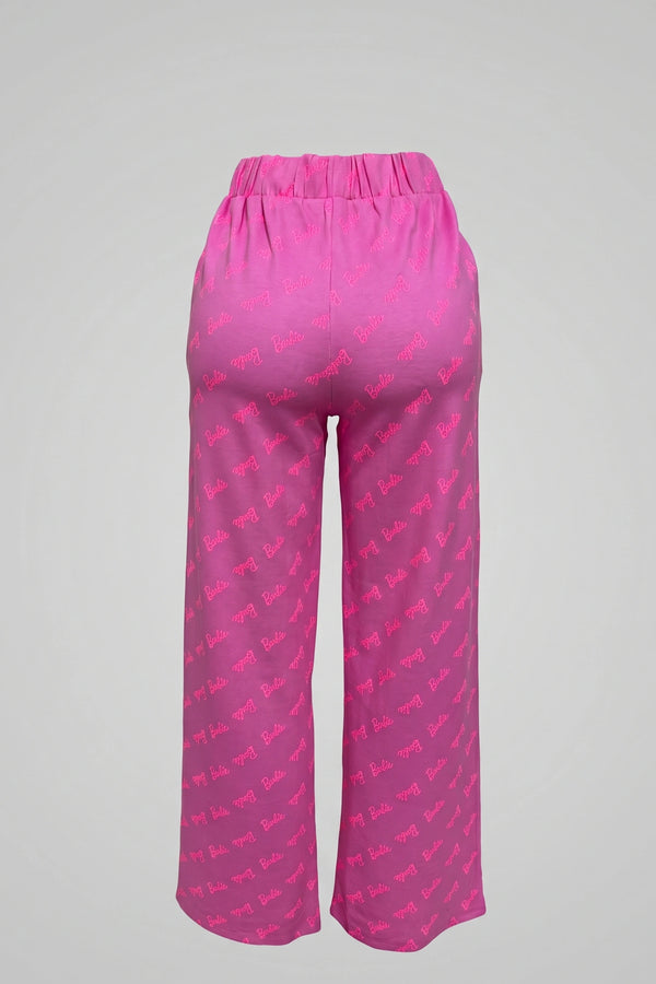 Women's Pink Wide Leg Jogger Pants High Waist