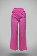 Women's Pink Wide Leg Jogger Pants High Waist