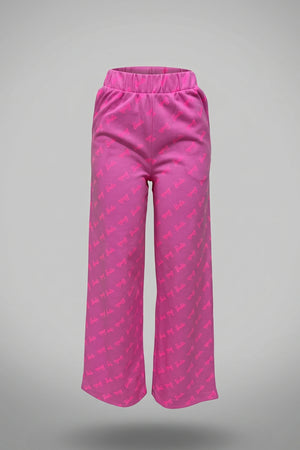 Women's Pink Wide Leg Jogger Pants High Waist