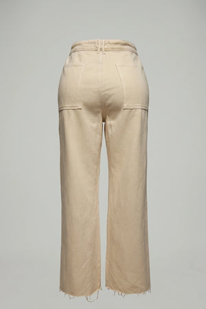 Women's Denim Straight Cut Wide Leg Pants Cream