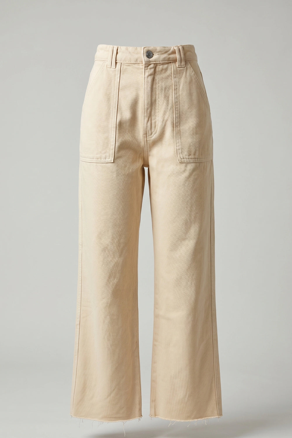 Women's Denim Straight Cut Wide Leg Pants Cream