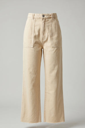 Women's Denim Straight Cut Wide Leg Pants Cream