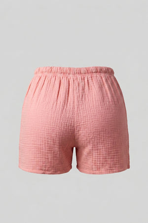 Women’s Cotton Linen Short Sleeve Shirt and Shorts Set