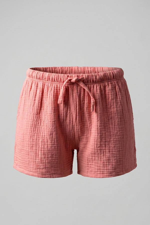 Women’s Cotton Linen Short Sleeve Shirt and Shorts Set