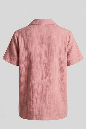 Women’s Cotton Linen Short Sleeve Shirt and Shorts Set