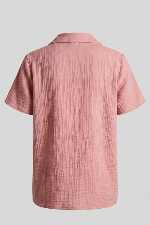 Women’s Cotton Linen Short Sleeve Shirt and Shorts Set