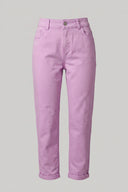 Women's Girlfriend High Waist Jeans Rolled Hem Denim