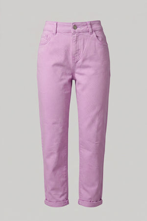 Women's Girlfriend High Waist Jeans Rolled Hem Denim
